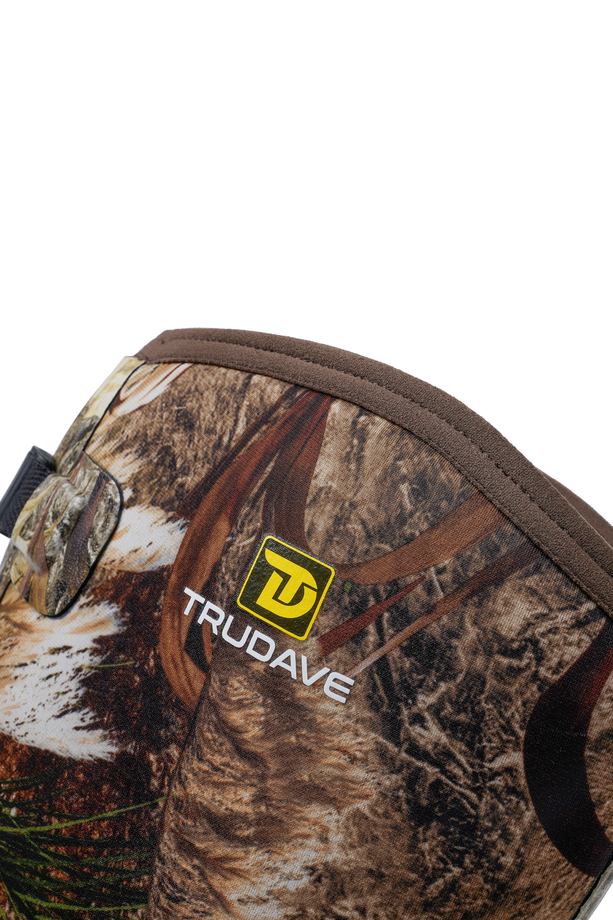 alt="Close-up of the boot opening of Trudave TrailGuard Series men’s tall waterproof insulated hunting boots in Reed Grass color showing reinforced collar, pull loop, and insulated inner lining for warmth, comfort, and waterproof protection during outdoor hunting"